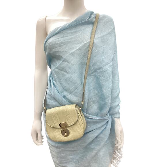 Giorgio Armani Purse Womens Crossbody Snakeskin Gold Hardware Inside PocketCream - Picture 7 of 8